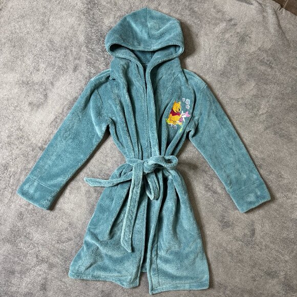 Vera Bradley Disney Winnie The Pooh Hooded Fleece Robe Size S Blue Cozy Belted - Picture 1 of 6